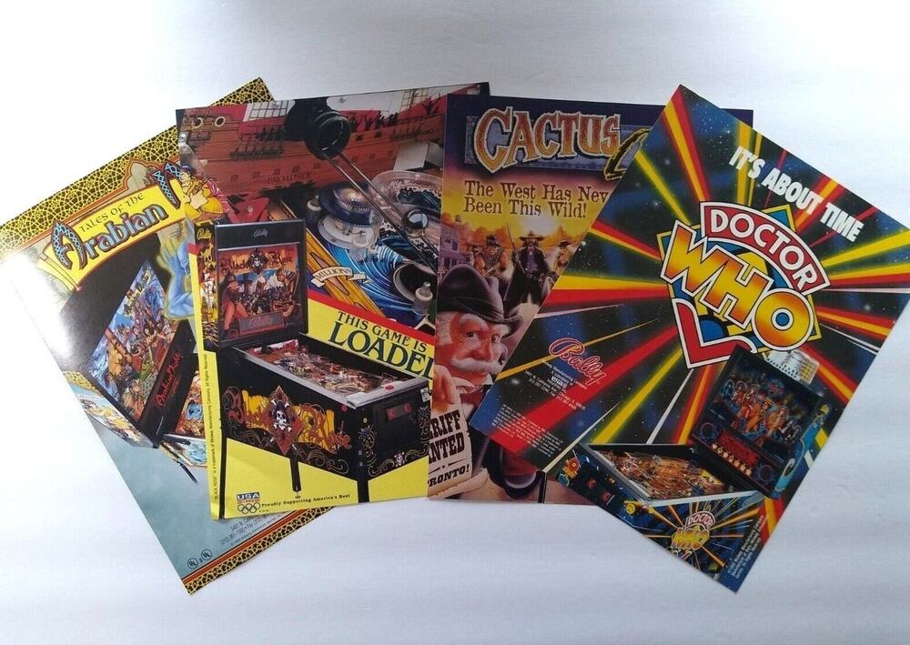 Pinball FLYERS Lot Of 4 Doctor Who Cactus Canyon Black Rose Tales Arabian Nights